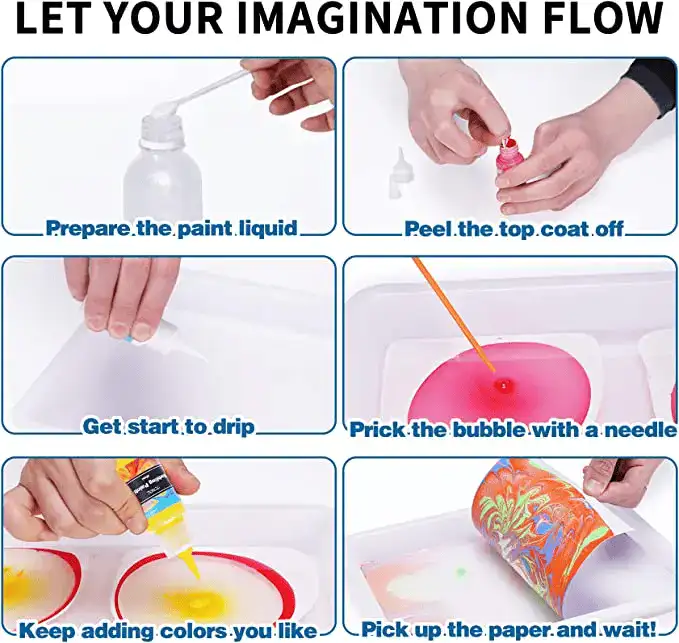 Water Marbling Paint Art Kit instructions