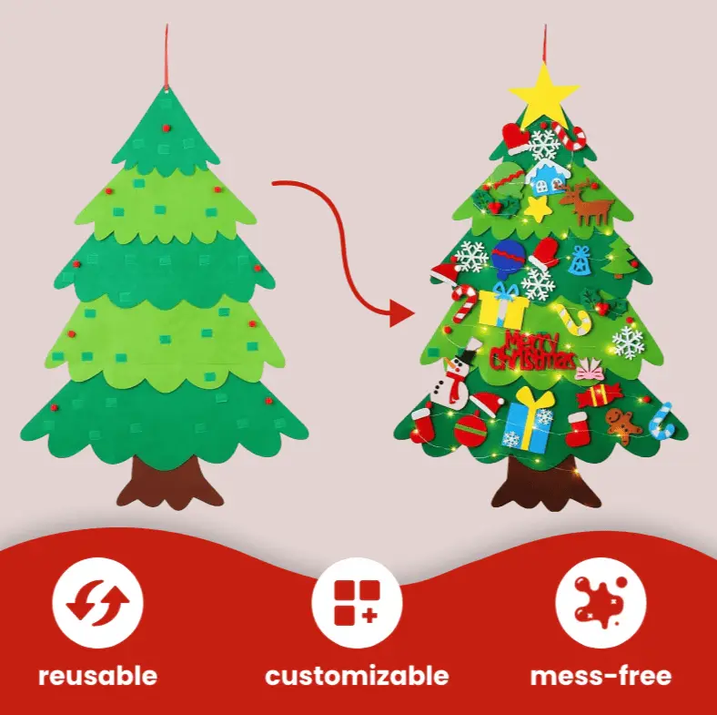 Toddler decorating felt Christmas tree